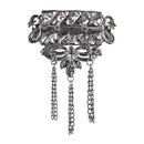 Etnico Silver Oxidised Traditional Stone Drop Safa Kalangi Brooch for Groom/Men/Dulha Pagadi (SM81OXB)