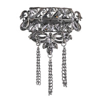 Etnico Silver Oxidised Traditional Stone Drop Safa Kalangi Brooch for Groom/Men/Dulha Pagadi (SM81OXB)