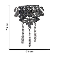 Etnico Silver Oxidised Traditional Stone Drop Safa Kalangi Brooch for Groom/Men/Dulha Pagadi (SM81OXB)