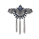 Etnico Silver Oxidised Traditional Stone Drop Safa Kalangi Brooch for Groom/Men/Dulha Pagadi (SM82OXBL)