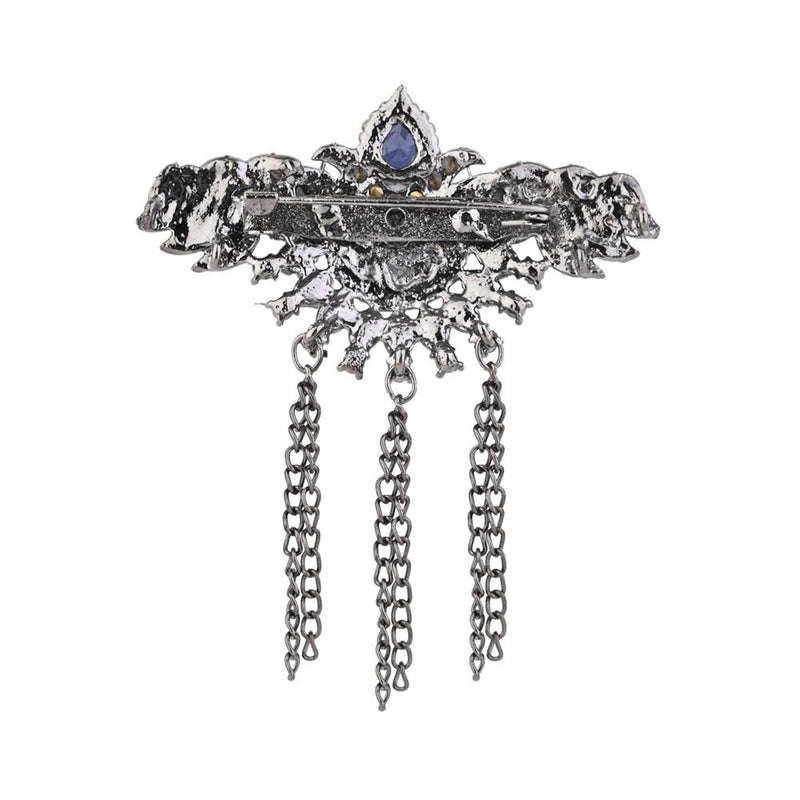 Etnico Silver Oxidised Traditional Stone Drop Safa Kalangi Brooch for Groom/Men/Dulha Pagadi (SM82OXBL)