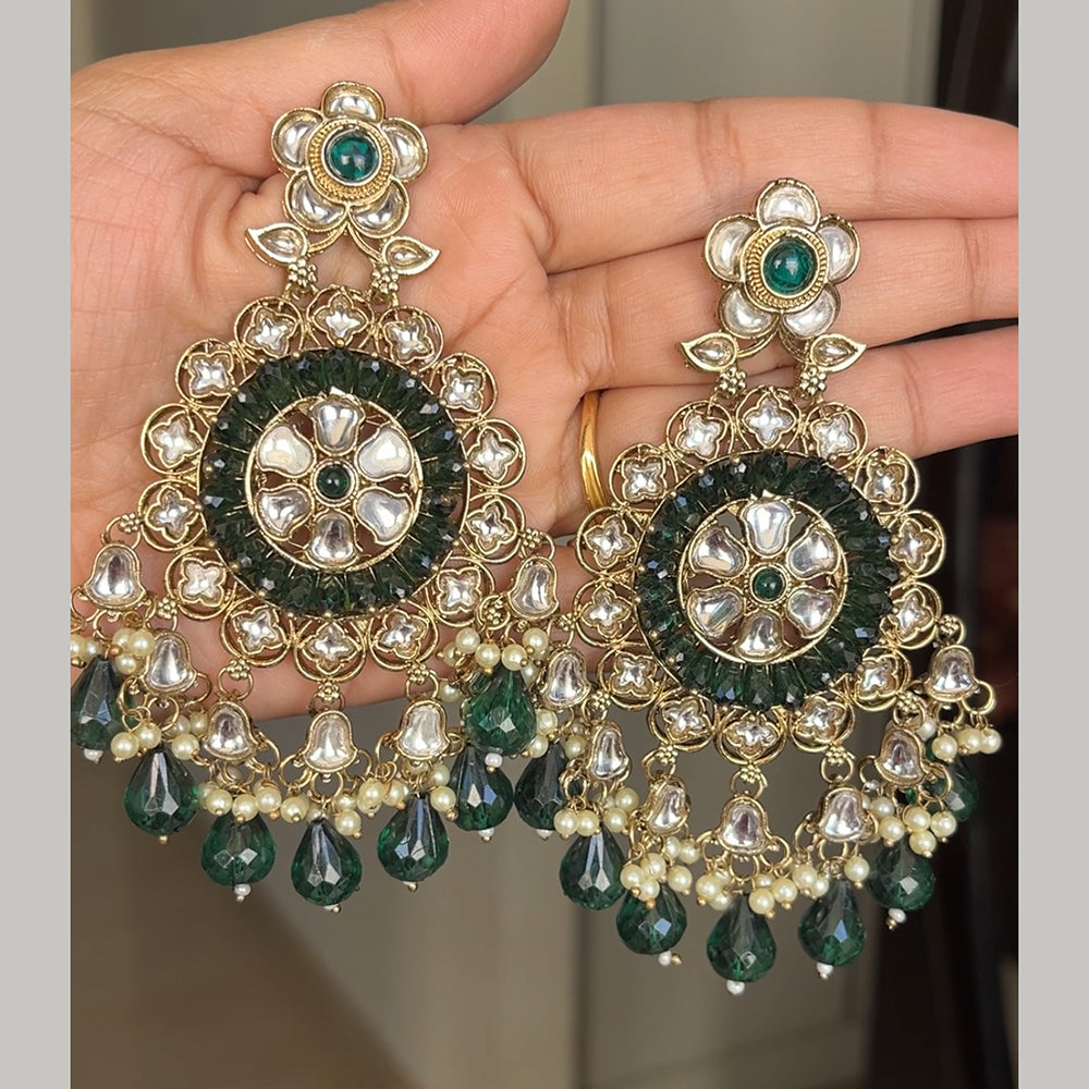 ShringarStreet Gold Plated Kundan Stone And Beads Dangler Earrings