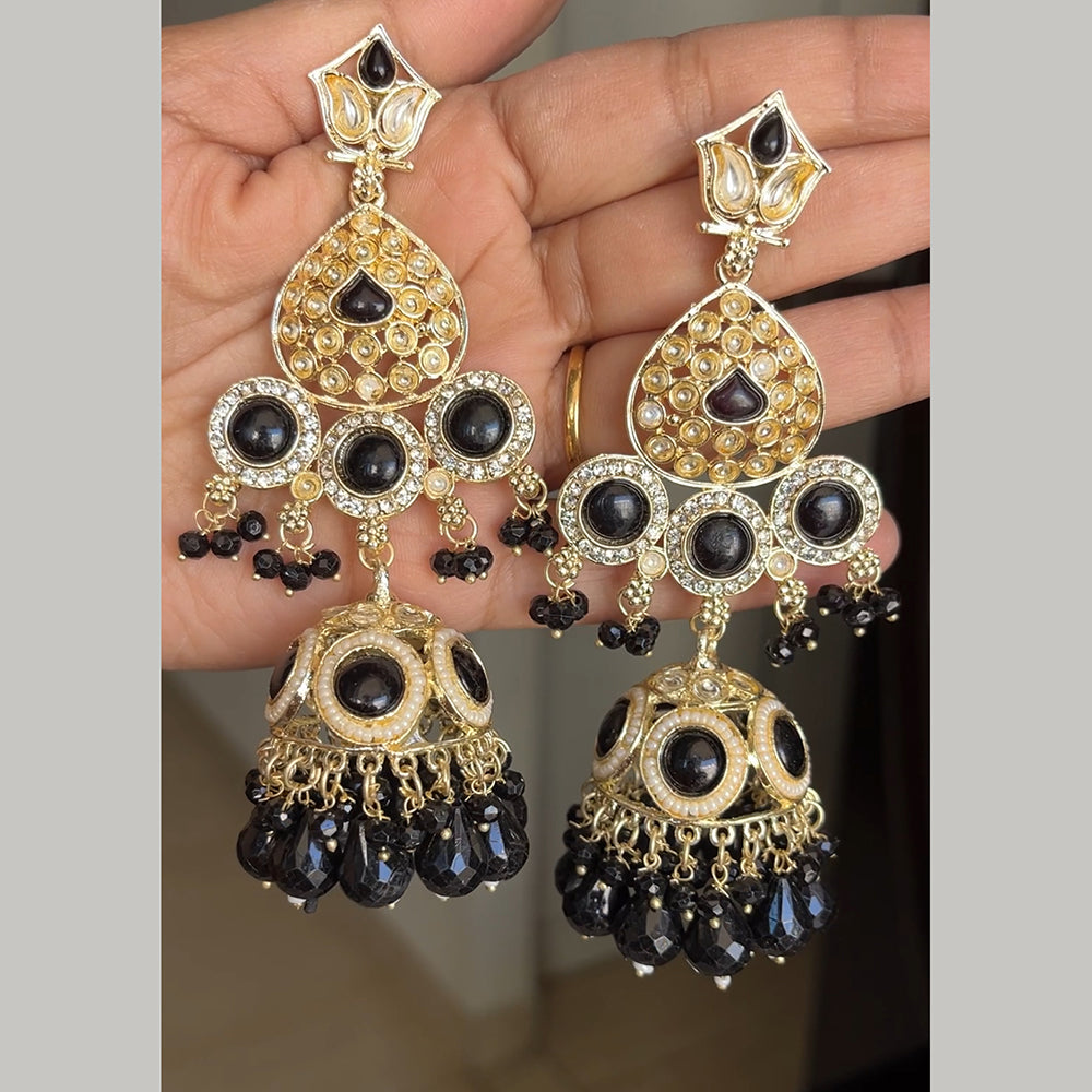 ShringarStreet Gold Plated Pota Stone And Beads Jhumki Earrings