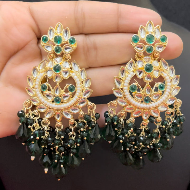 ShringarStreet Gold Plated Kundan And Beads Dangler Earrings