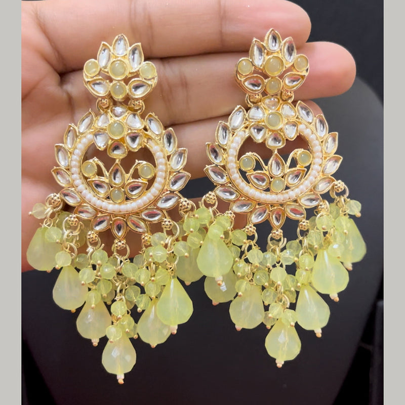 ShringarStreet Gold Plated Kundan And Beads Dangler Earrings