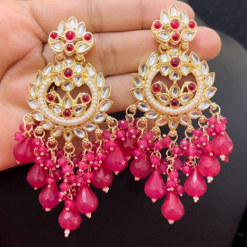 ShringarStreet Gold Plated Kundan And Beads Dangler Earrings