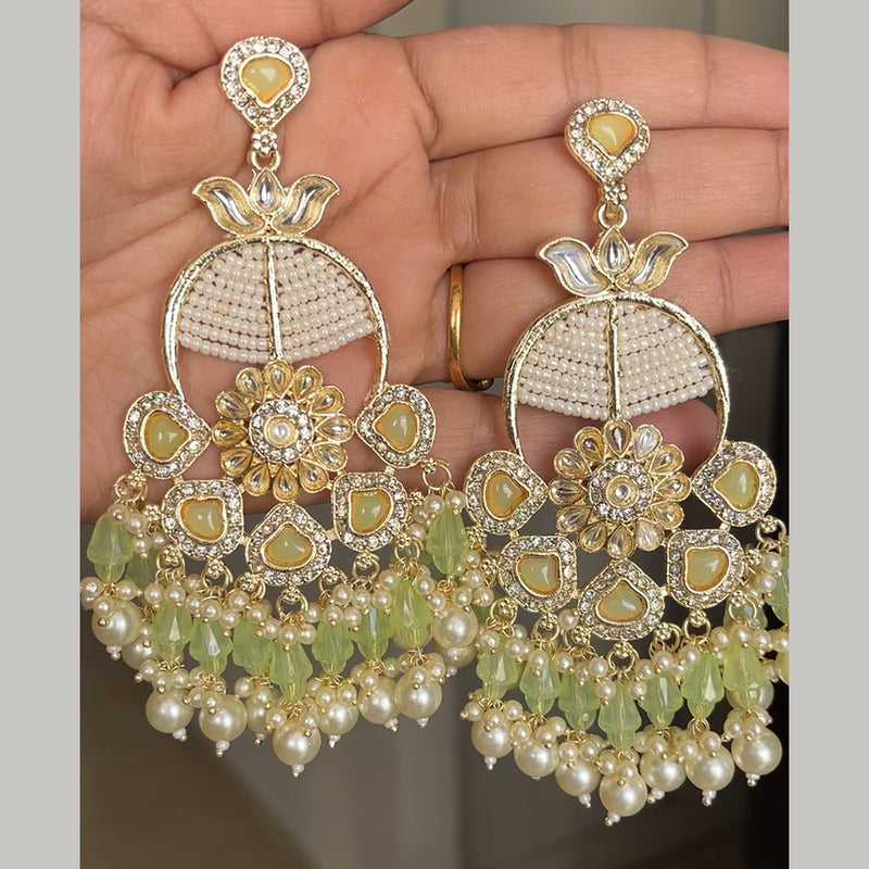 ShringarStreet Gold Plated Kundan And Pearl Dangler Earrings