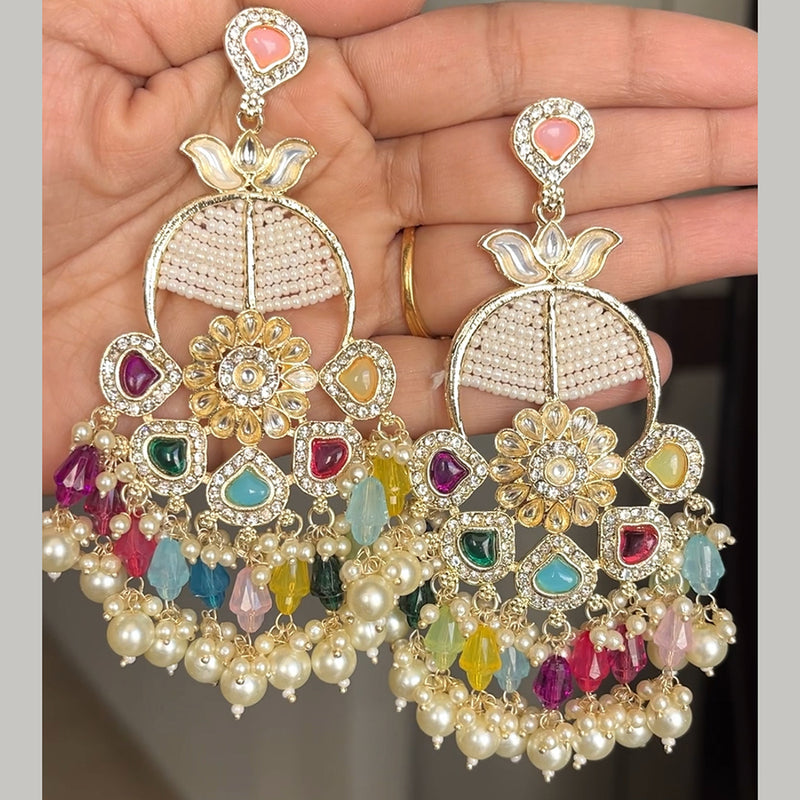 ShringarStreet Gold Plated Kundan And Pearl Dangler Earrings