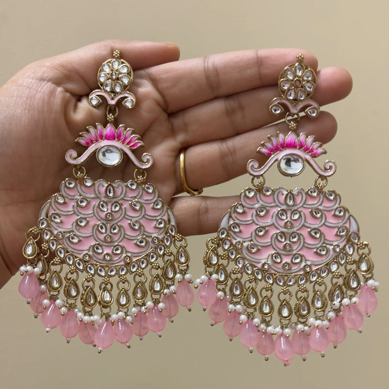 ShringarStreet Gold Plated Kundan And Beads Dangler Earrings