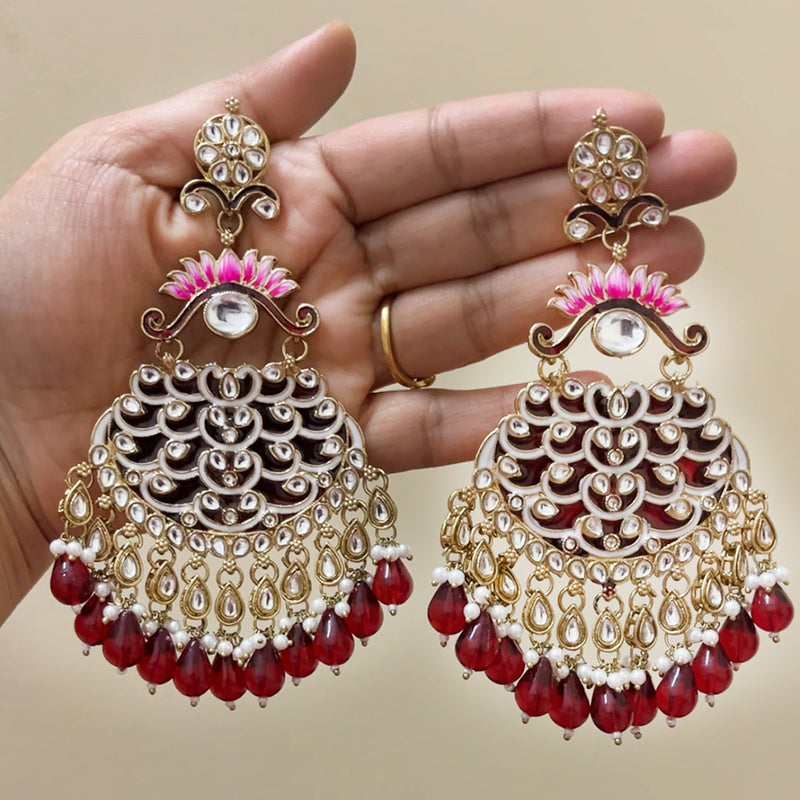 ShringarStreet Gold Plated Kundan And Beads Dangler Earrings