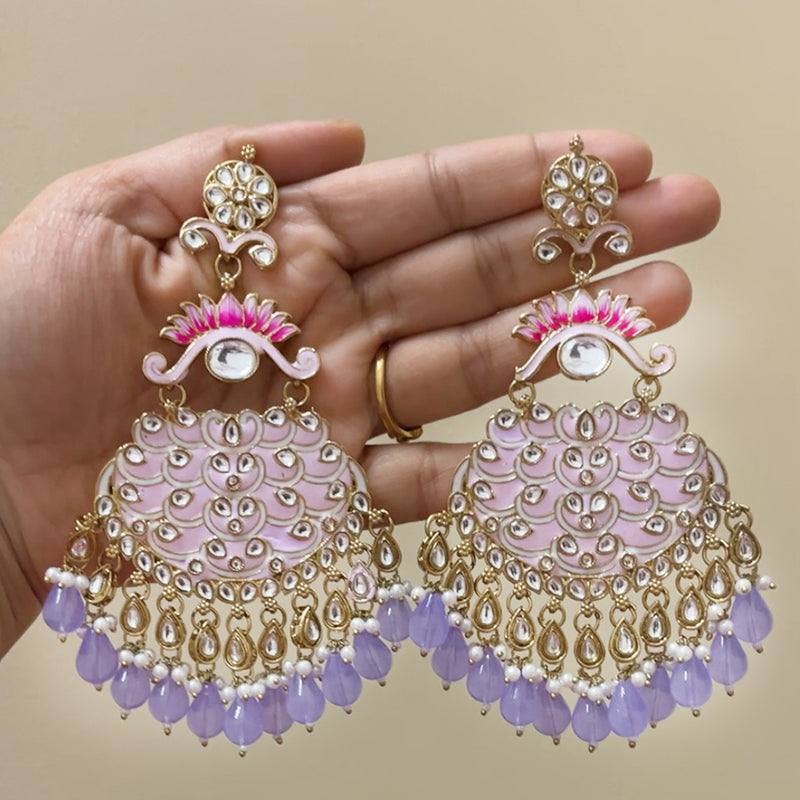 ShringarStreet Gold Plated Kundan And Beads Dangler Earrings