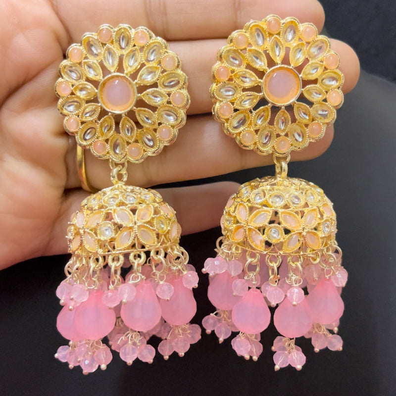 ShringarStreet Gold Plated Kundan And Beads Jhumki Earrings