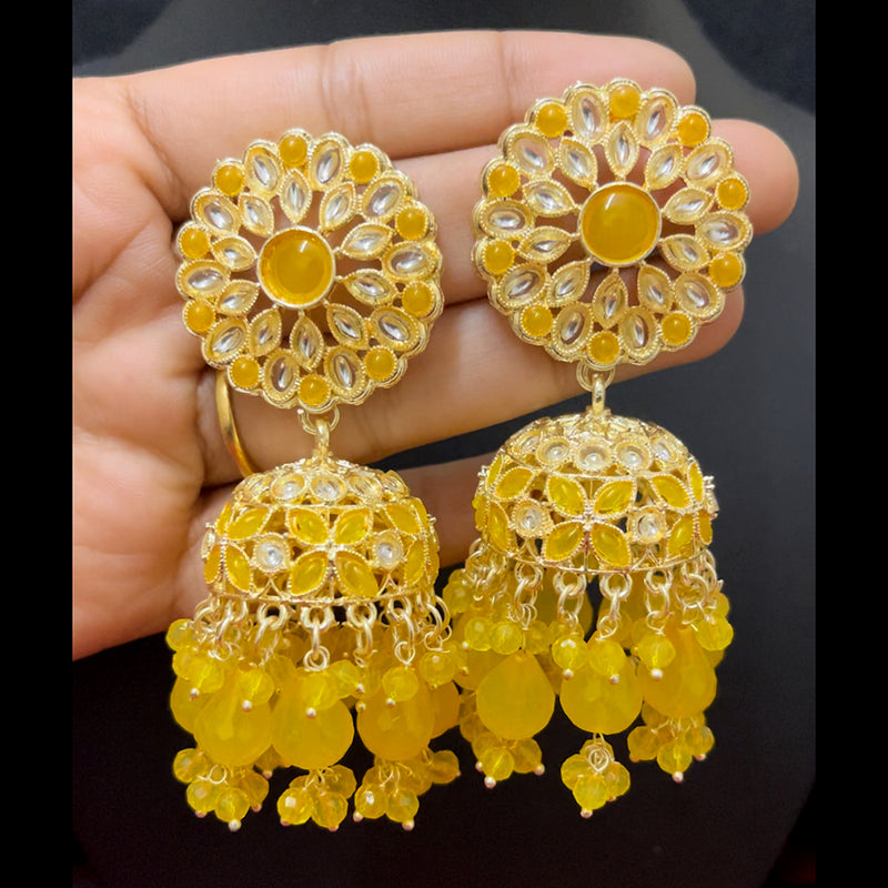 ShringarStreet Gold Plated Kundan And Beads Jhumki Earrings