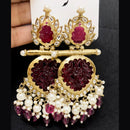 ShringarStreet Mehndi Polish Kundan Pearl And Beads Dangler Earrings