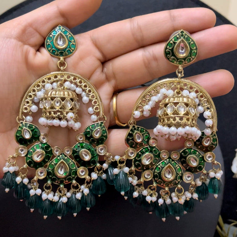 ShringarStreet Mehndi Polish Meenakari And Beads Dangler Earrings