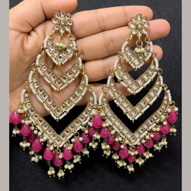 ShringarStreet Gold Plated Kundan Stone And Pearl Dangler Earrings