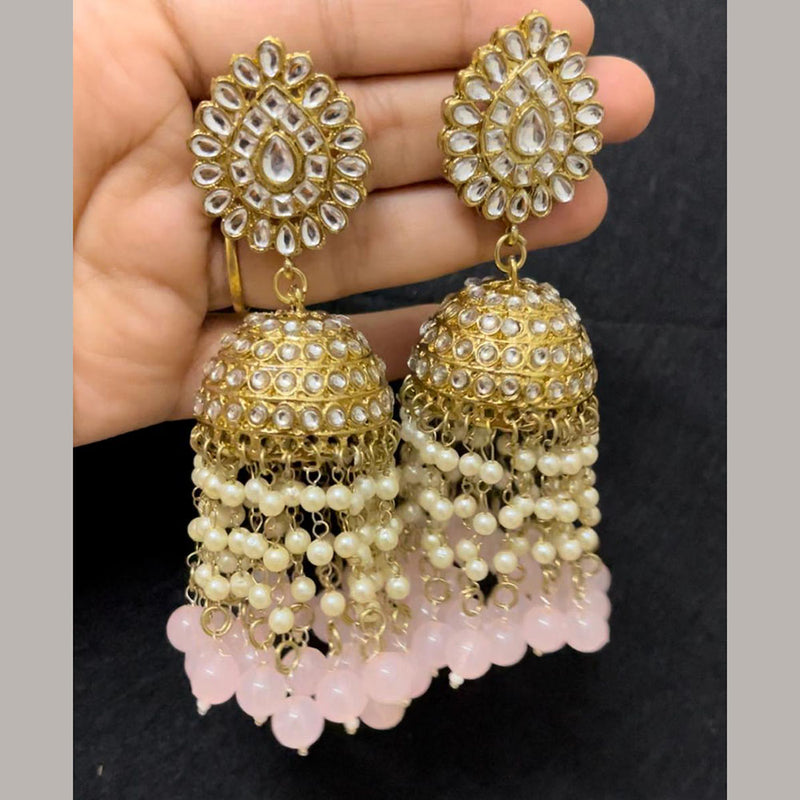 ShringarStreet Gold Plated Kundan Stone And Pearl Jhumki Earrings