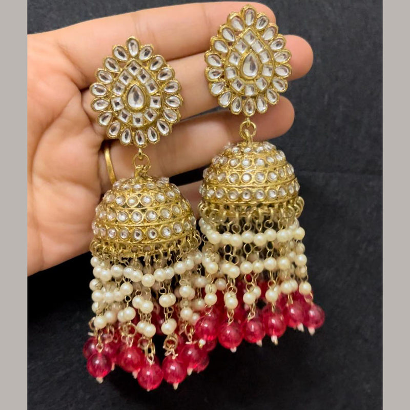 ShringarStreet Gold Plated Kundan Stone And Pearl Jhumki Earrings