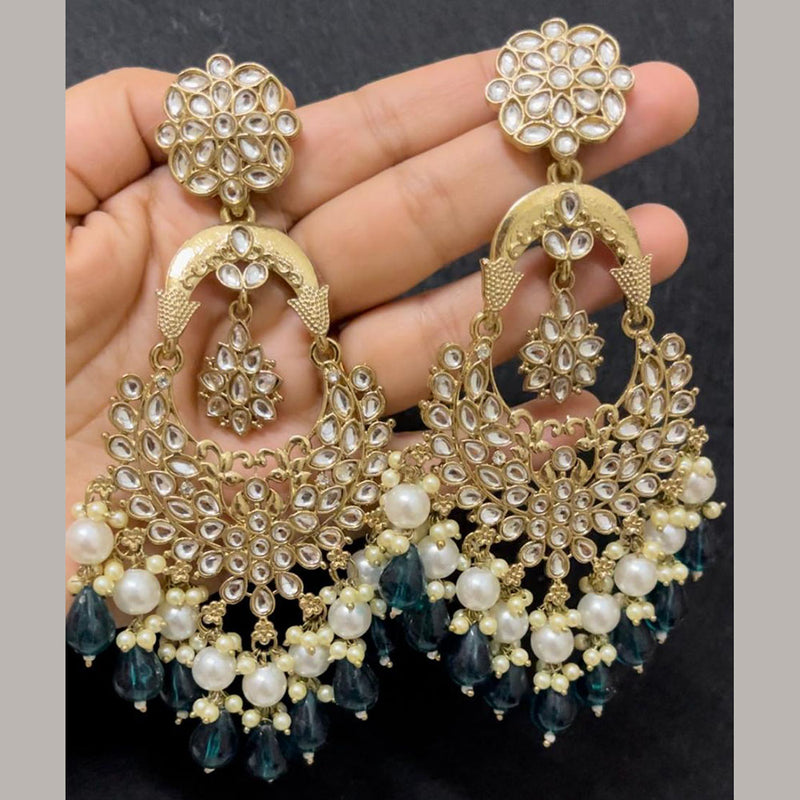 ShringarStreet Gold Plated Kundan Stone And Pearl Dangler Earrings