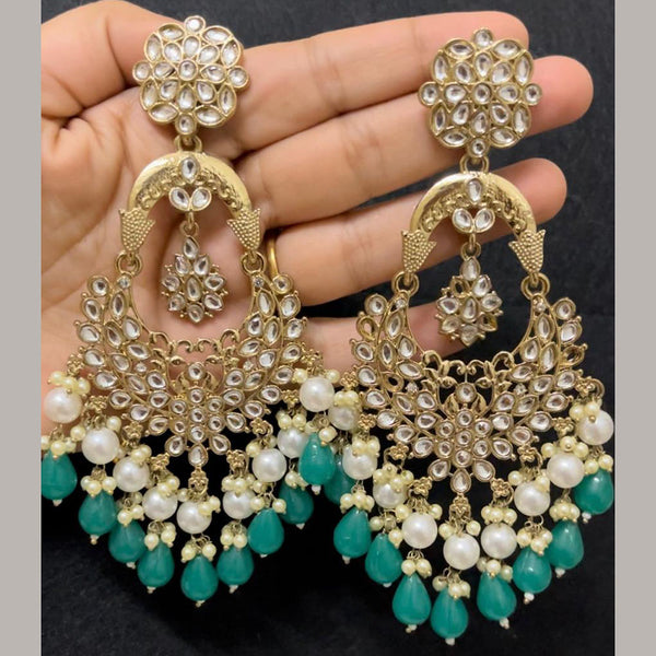 ShringarStreet Gold Plated Kundan Stone And Pearl Dangler Earrings