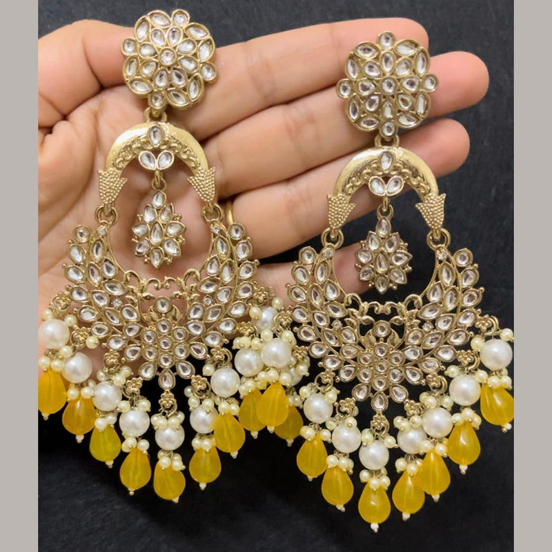 ShringarStreet Gold Plated Kundan Stone And Pearl Dangler Earrings