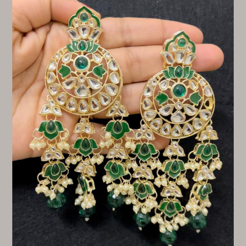 ShringarStreet Gold Plated Kundan Stone And Pearl Dangler Earrings