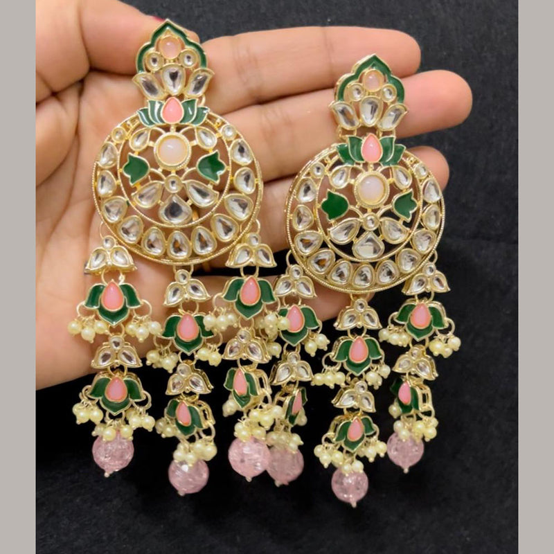 ShringarStreet Gold Plated Kundan Stone And Pearl Dangler Earrings