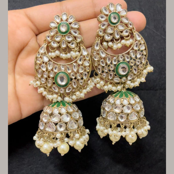 ShringarStreet Gold Plated Kundan Stone And Pearl Jhumki Earrings