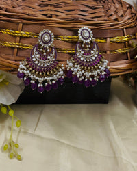 ShringarStreet Gold Plated Kundan Stone Pearl And Beads Dangler Earrings