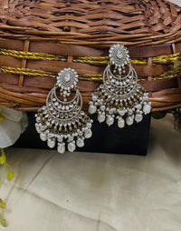 ShringarStreet Gold Plated Kundan Stone Pearl And Beads Dangler Earrings