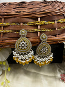 ShringarStreet Gold Plated Kundan Stone Pearl And Beads Dangler Earrings