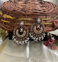 ShringarStreet Gold Plated Kundan Stone Pearl And Beads Dangler Earrings