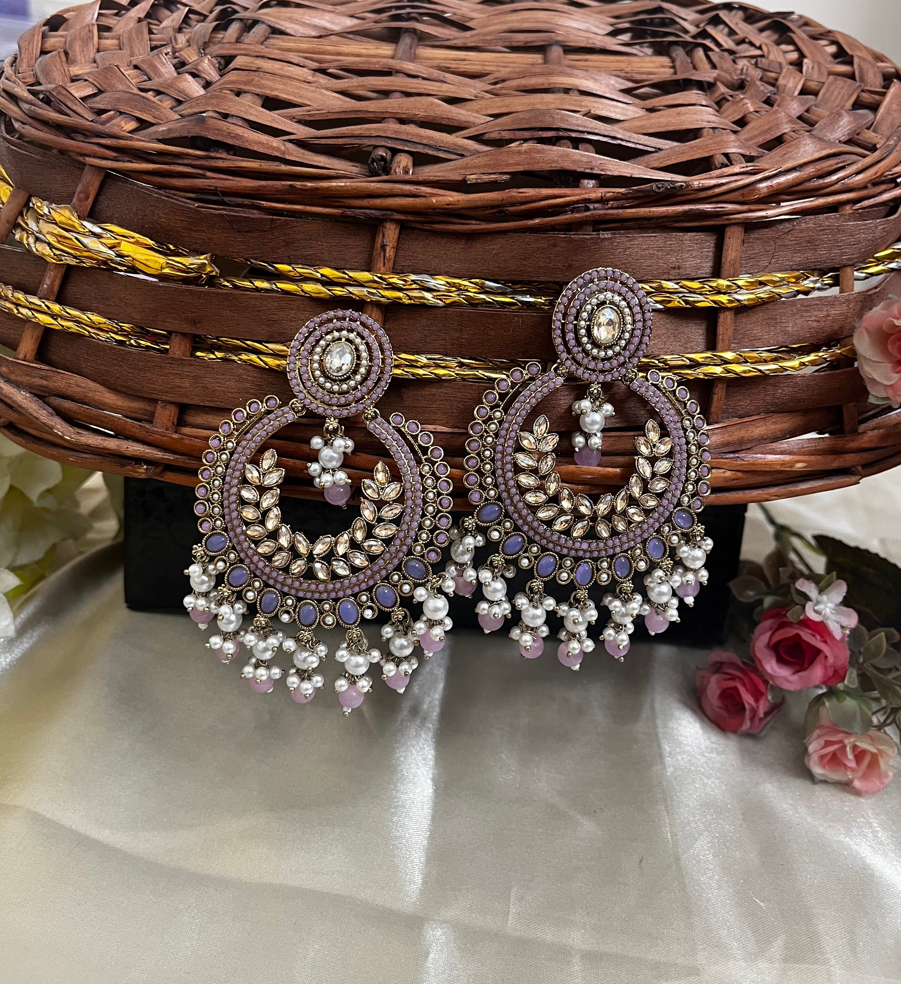 ShringarStreet Gold Plated Kundan Stone Pearl And Beads Dangler Earrings