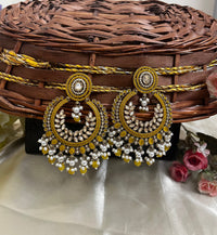 ShringarStreet Gold Plated Kundan Stone Pearl And Beads Dangler Earrings