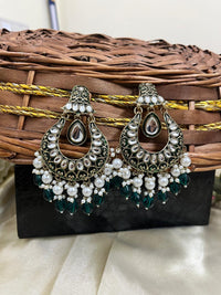 ShringarStreet Gold Plated Kundan Stone Pearl And Beads Meenakari Dangler Earrings