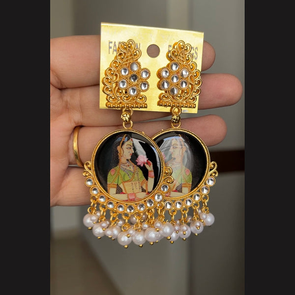 Shringarstreet Gold Plated Kundan Stone Dangler Earrings