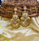 ShringarStreet Gold Plated Premium Quality Brass Kundan Stone And Beads Dangler Earrings