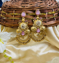 ShringarStreet Gold Plated Premium Quality Brass Kundan Stone And Beads Dangler Earrings