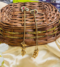 ShringarStreet Gold Plated Premium Quality Brass Kundan Stone And Beads Dangler Earrings