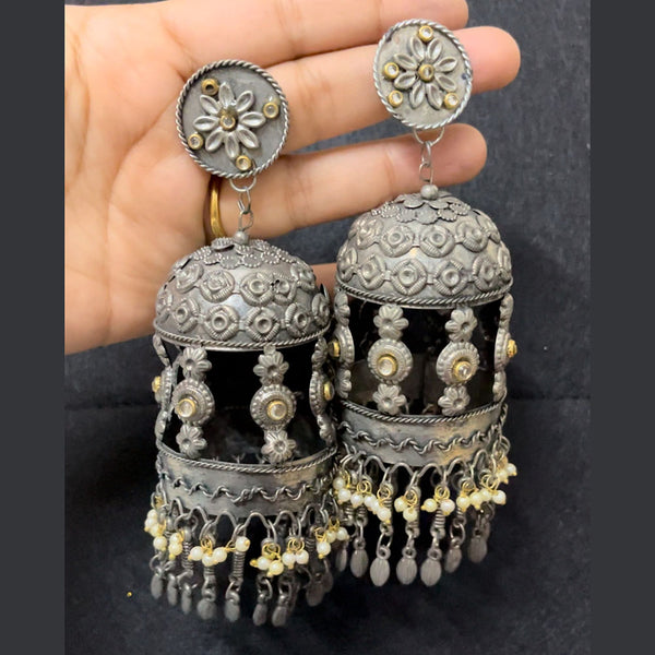 Shringarstreet Oxidised Plated Jhumki Earrings