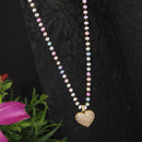 Stainless Steel Heart Shaped Pendent Pearl Chain Necklace - STNK 4962