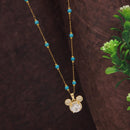 Stainless Steel Mickey Face Pendent Pearl Chain Necklace - STNK 4977