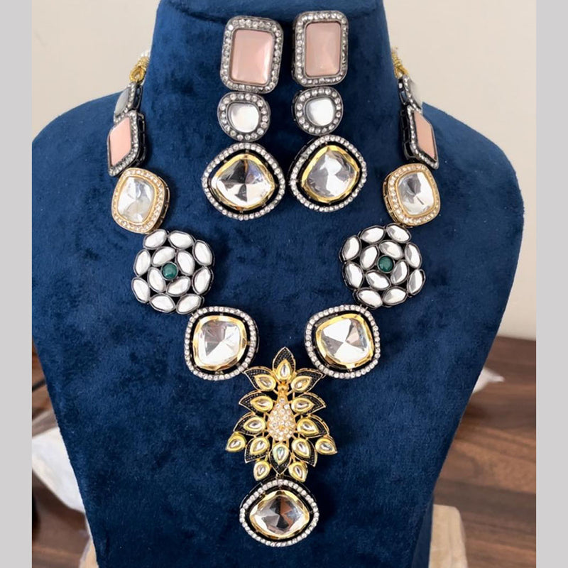 Shringarstreet Oxidised Plated Kundan Necklace Set