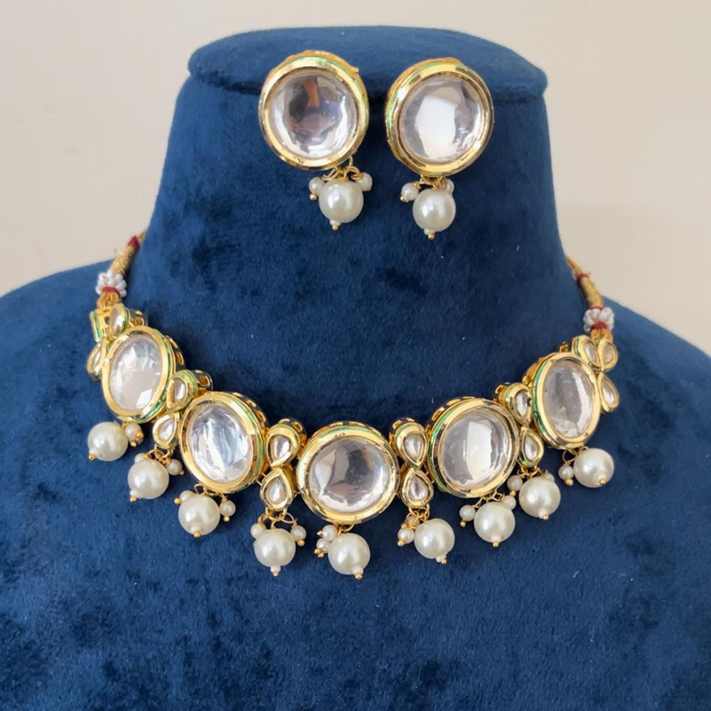 Shringarstreet Gold Plated Kundan And Pearl Choker Necklace Set