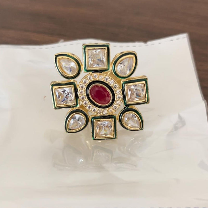 Shringarstreet Gold Plated Kundan Stone Ring