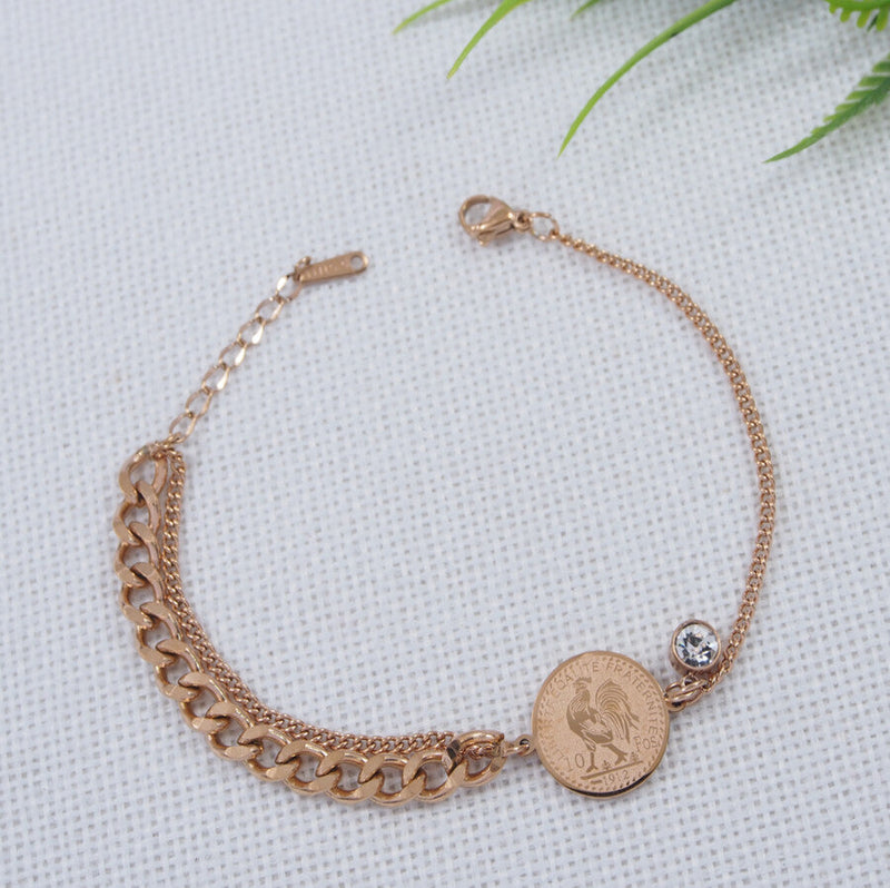 Tarohi Jewels Stainless Steel Gold/Silver/Rosegold Plated Smiley Charm Bracelet