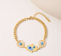 Tarohi Jewels Stainless Steel Hand Evil Eye Bracelet