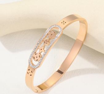 Tarohi Jewels Stainless Steel Gold/Rosegold Plated Clover Kada- STKD 4894