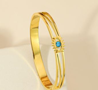 Tarohi Jewels Stainless Steel Gold Plated Evil Eye Kada- STKD 4928