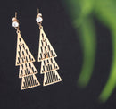 Tarohi JewelsStainless Steel Rosegold Plated Three Pyramid Shaped Earring-STNER 2713